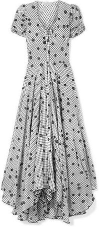 Coralie Flocked Checked Cotton-voile Maxi Dress - Charcoal