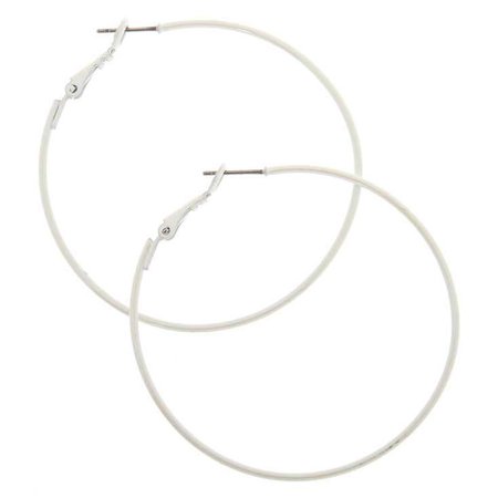 50MM White Iridescent Hoop Earrings | Claire's