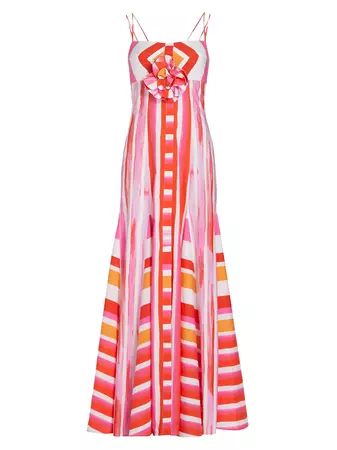 Shop Silvia Tcherassi Catania Striped Cotton Maxi Dress | Saks Fifth Avenue