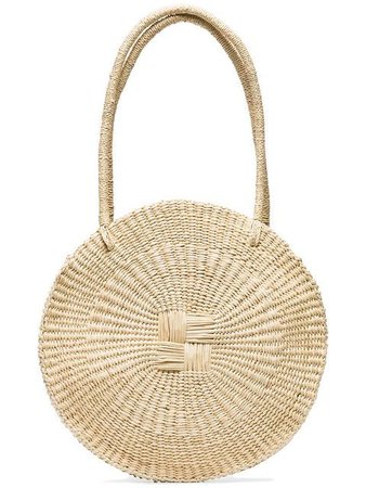 Sensi Studio neutral straw circle shoulder bag