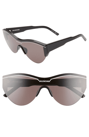 Balenciaga 99Mm Shield Sunglasses - Shiny Black/ Grey | ModeSens