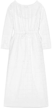 Broderie Anglaise Cotton Maxi Dress - White