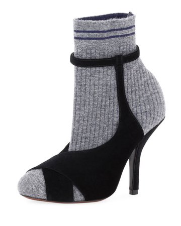 Fendi Suede & Knit Sock Bootie