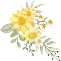 Free Yellow Flower Arrangement with watercolor style 15737876 PNG with Transparent Background