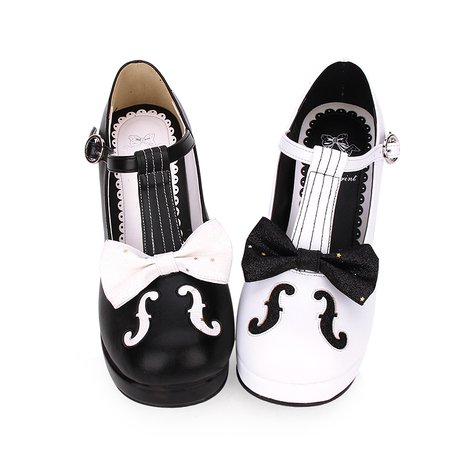 Kawaii Mismatched Lolita Heels (Black & White)