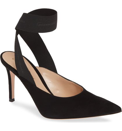 Gianvito Rossi Ankle Wrap Pointy Toe Pump (Women) | Nordstrom
