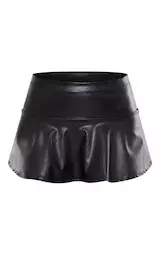 Black Faux Leather Frill Hem Micro Mini Skirt | PrettyLittleThing USA