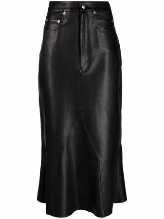 Rick Owens Knee Godet Leather Skirt - Farfetch