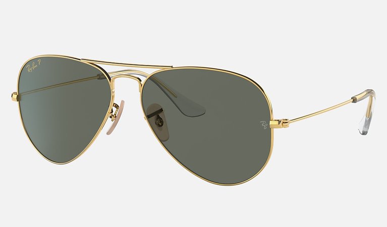 Aviator Solid Gold Sunglasses in Gold and Green | Ray-Ban®