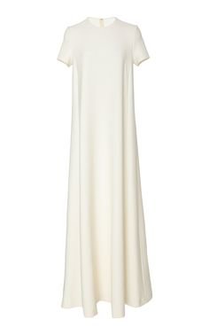 Oscar De La Renta Short Sleeve Wool-Blend Maxi Dress ColorWhite $3,790