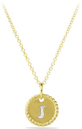 Cable Collectibles Initial Pendant with Diamonds in Gold on Chain