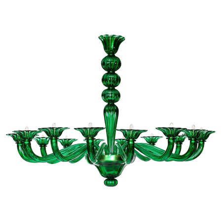 Cylindrical Emerald Green Murano Glass with Brass Accents Pendant / Chandelier For Sale at 1stDibs