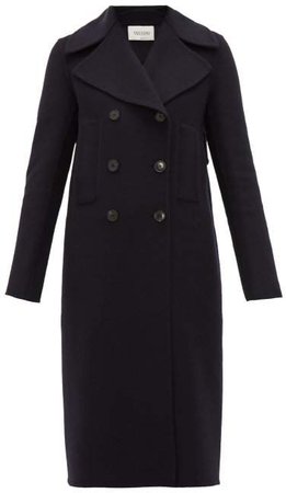 Double Breasted Cashmere Coat - Womens - Navy