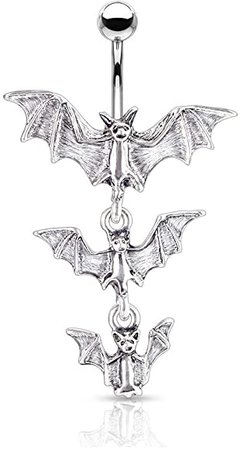 Amazon.com: Pierced Owl Gothic Triple Vampire Bat Dangling Belly Button Ring: Jewelry