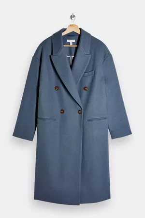 Blue Double Breasted Coat | Topshop