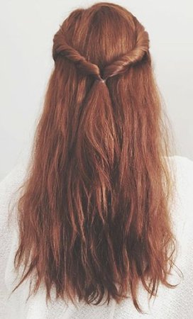 long red hair twist hair crown ginger redhead