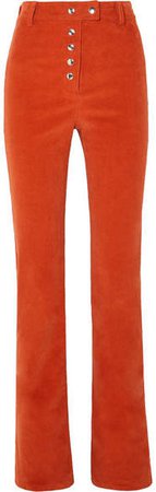 The Line By K - Mona Cotton-corduroy Straight-leg Pants - Orange