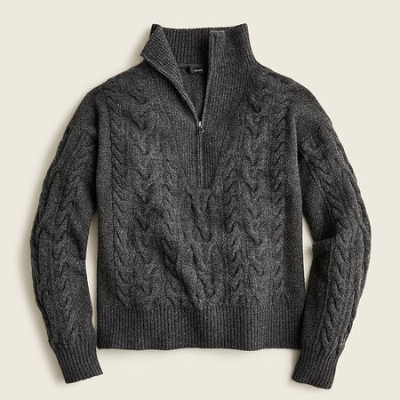 J.Crew: Cable-knit Half-zip Sweater In Supersoft Yarn For Women