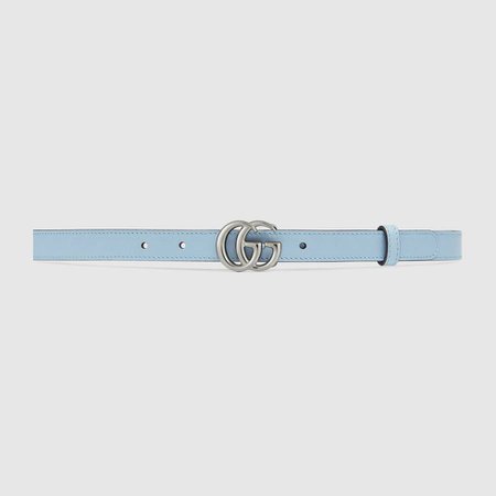 Blue Thin belt with Double G buckle | GUCCI® US