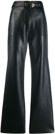 high-waisted faux-leather trousers