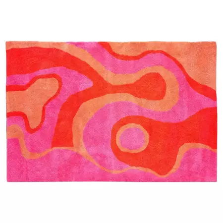 Hand Tufted Psychedelic Pink, Red, and Orange Abstract Swirl Area Rug For Sale at 1stDibs | pink and orange rug, orange and pink rug, pink and red rug