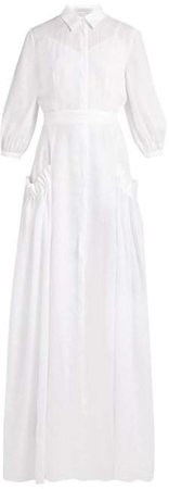 Cervantes Pleated Linen Long Dress - Womens - Ivory