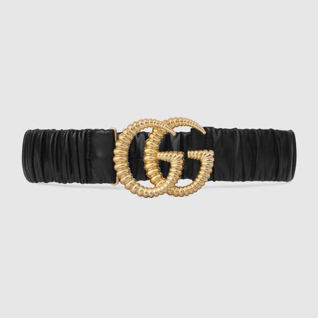 black leather Belt with torchon Double G buckle | GUCCI® US
