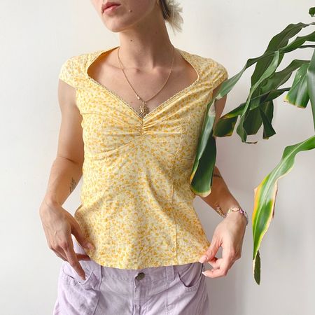 Pastel Yellow Floral Top