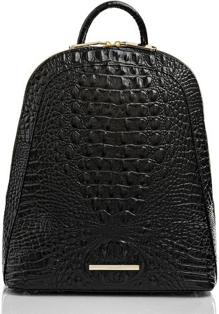 Large Rosemary Croc Embossed Leather Backpack