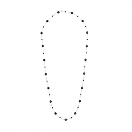 Reeds black onyx silver long necklace