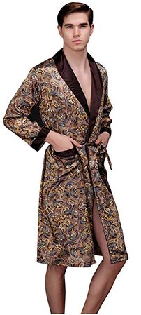 Shining Life Mens Shawl Classic Satin Kimono Robe Sleepwear at Amazon Men’s Clothing store: