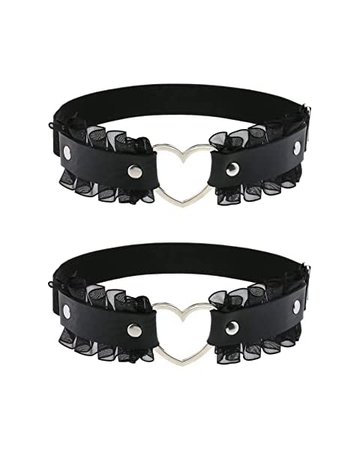 Amazon.com: alisikee 2pcs Adjustable Heart Thigh Garter with Anti-Slip Clips, Elastic Punk Leg Garters for Ladies, Black : Clothing, Shoes & Jewelry