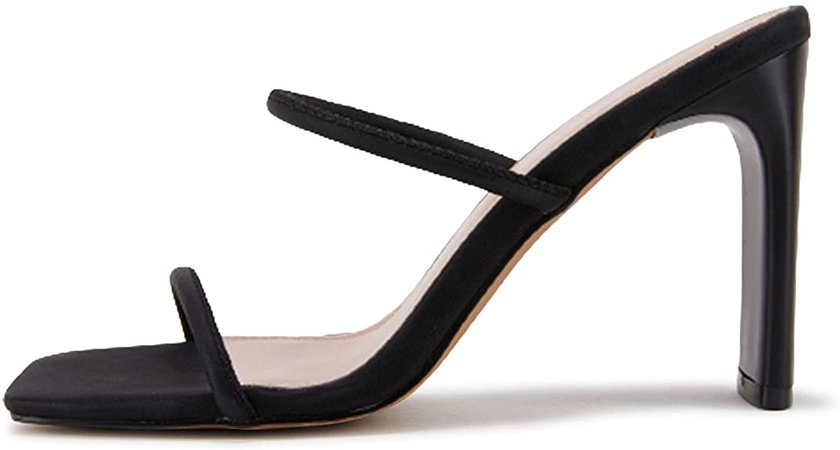 Amazon.com | VETASTE Women Double Straps Heel Sandals Square Open Toe Party Dress Shoes | Heeled Sandals