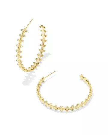 Jada Gold Hoop Earrings in White Crystal | Kendra Scott