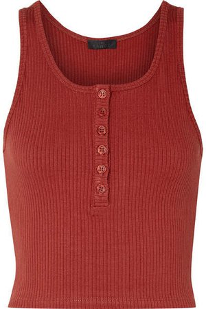 The Range - Alloy Cropped Ribbed Stretch-knit Tank - Brick