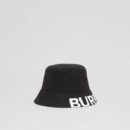Reversible Logo Print Cotton Gabardine Bucket Hat in Black | Burberry United Kingdom