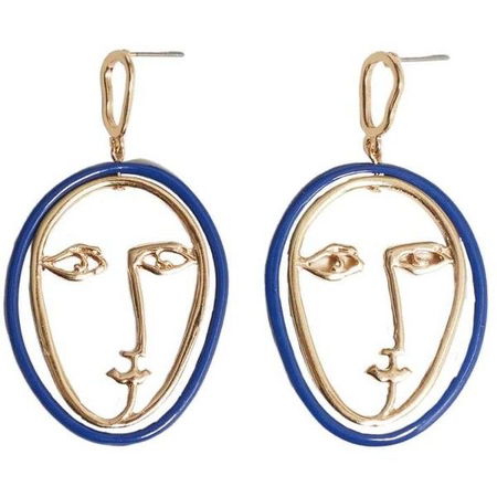 Blue and Gold Face Earrings