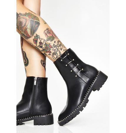 Barbell Ankle Studded Boots | Dolls Kill