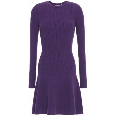 Autumn CashmereFluted Ribbed-knit Mini Dress Purple - Purple - Autumn Cashmere Dresses | DailyMail