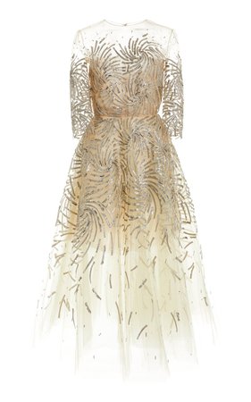 A-Line Embellished Tulle Dress by Oscar de la Renta | Moda Operandi