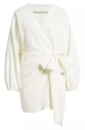 WAYF Amour Long Sleeve Linen Blend Wrap Dress | Nordstrom