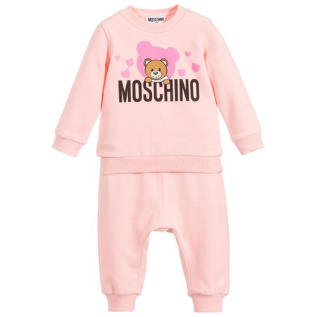 Moschino Baby - Pink Cotton Baby Tracksuit | Childrensalon