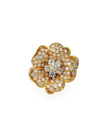 Leo Pizzo 18k Yellow Gold Pave Diamond Flower Ring