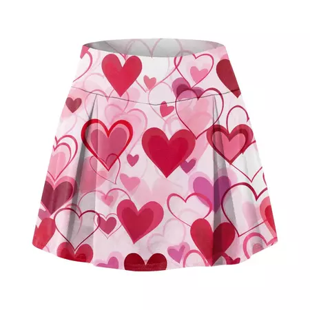 Qcmgmg Plus Size Skirt Love Heart Print Valentines Day Running Tennis Skirts for Teen Girls Inner Shorts Athletic Casual Sports Workout Pleated Golf High Waisted Womens Skort with Pockets Red 3XL - Walmart.com