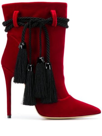Red Aleksander Siradekian Contrast Tassel Heeled Boots | Farfetch.com