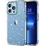 Hython Case for iPhone 13 Pro Max Case Glitter, Cute Sparkly Clear Glitter Shiny Bling Sparkle Cover, Anti-Scratch Hard PC Slim Fit Shockproof Protective Phone Cases for Women Girls, Clear Glitter