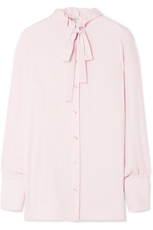 Valentino | Pussy-bow embellished silk blouse | NET-A-PORTER.COM