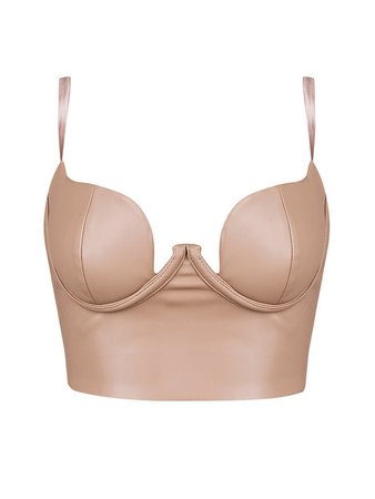 *clipped by @luci-her* PU Leather Nude Bustier Corset