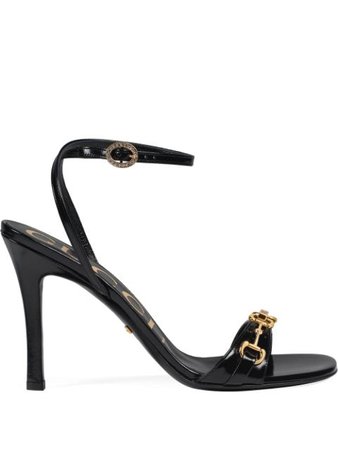 Gucci Horsebit Chain Detail Sandals 617959CLG00 Black | Farfetch