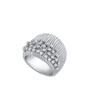 Hueb Plisse 18k White Gold Pleated Diamond Ring